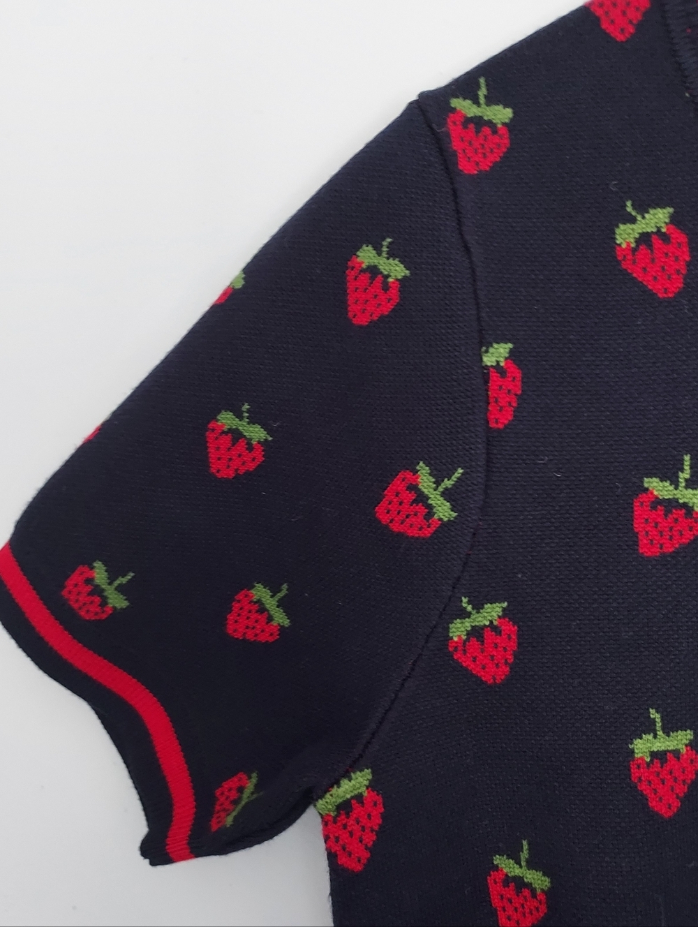 Adrianna Papell Strawberry Motif Short Sleeve Sweater Size Small NEW NWT Retro - Picture 6 of 12